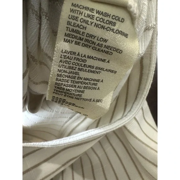 by Anthropologie Buttoned Wide Leg Pants Cream Stripe High Rise Ankle US Size 14 - Picture 10 of 13